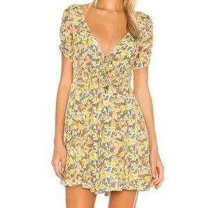 Free People Forget Me Not Mini Dress White & Yellow Ditsy Floral Print